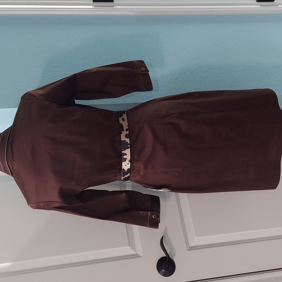 EUC Chetta B Brown Long Sleeve Career Casual Knit Suit Sheath Dress 6 - Picture 4 of 7